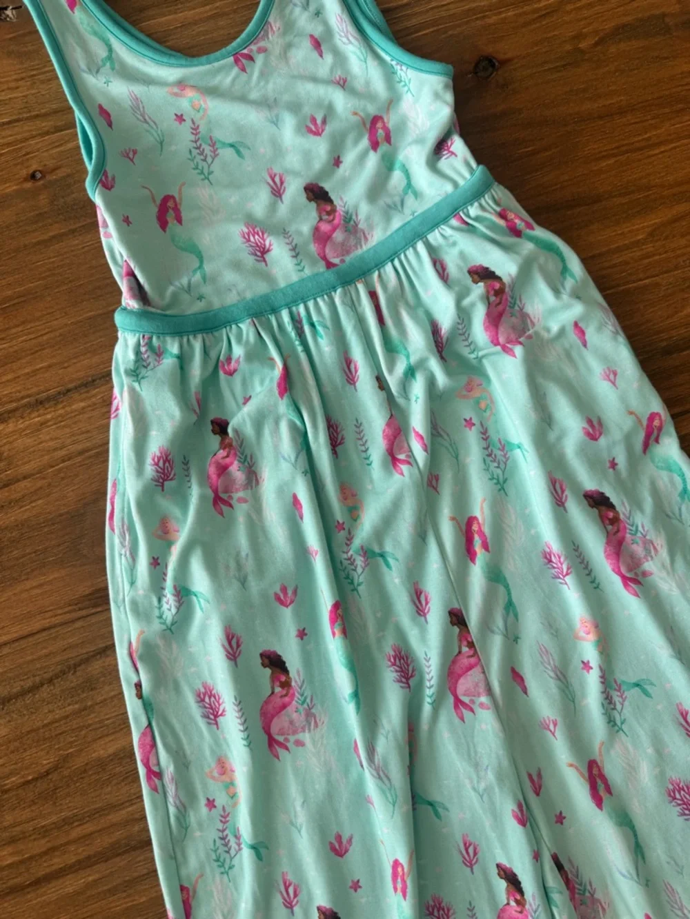 Twinflower Creations Mint Mermaid Print Sleeveless Bamboo Jumpsuit size 5T - Picture 4 of 8